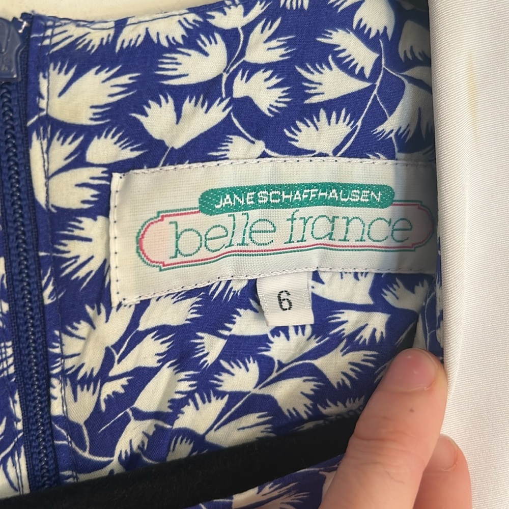 Jane Schaffhausen Belle France Blue & White Vintage Cottagecore Dress Women’s 6 - Picture 3 of 8